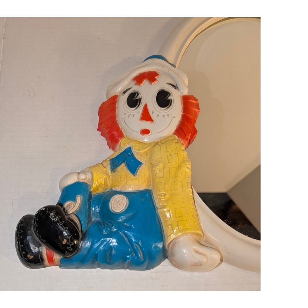Vintage 1977 Raggedy Ann & Andy Mirror Wall Plaque Sysco Inc - Picture 4 of 7